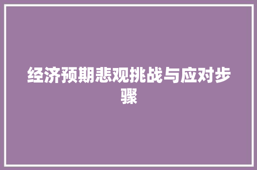 经济预期悲观挑战与应对步骤 经济预期悲观挑战与应对步骤