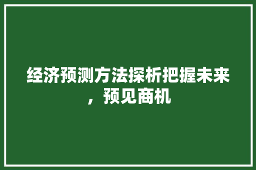 经济预测方法探析把握未来,预见商机 经济预测方法探析把握未来,预见商机