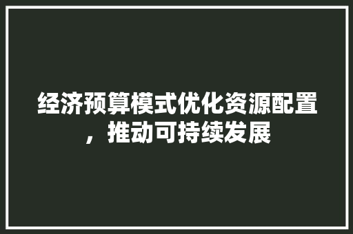 经济预算模式优化资源配置,推动可持续发展 经济预算模式优化资源配置,推动可持续发展