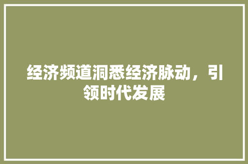 经济频道洞悉经济脉动,引领时代发展 经济频道洞悉经济脉动,引领时代发展