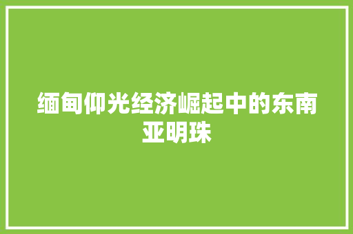 缅甸仰光经济崛起中的东南亚明珠 缅甸仰光经济崛起中的东南亚明珠