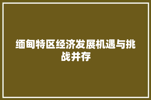缅甸特区经济发展机遇与挑战并存 缅甸特区经济发展机遇与挑战并存