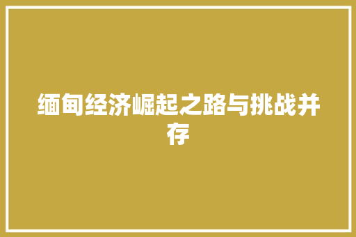 缅甸经济崛起之路与挑战并存 缅甸经济崛起之路与挑战并存