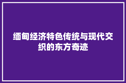 缅甸经济特色传统与现代交织的东方奇迹 缅甸经济特色传统与现代交织的东方奇迹