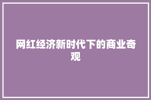 网红经济新时代下的商业奇观 网红经济新时代下的商业奇观