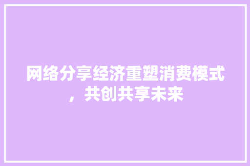 网络分享经济重塑消费模式,共创共享未来 网络分享经济重塑消费模式,共创共享未来