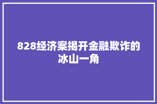 828经济案揭开金融欺诈的冰山一角 828经济案揭开金融欺诈的冰山一角