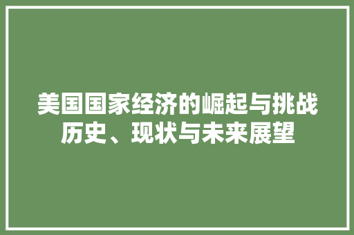 美国国家经济的崛起与挑战历史、现状与未来展望 美国国家经济的崛起与挑战历史、现状与未来展望