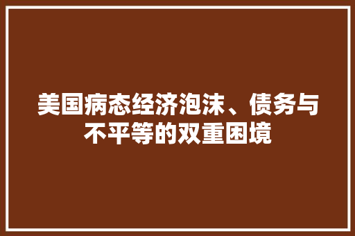 美国病态经济泡沫、债务与不平等的双重困境 美国病态经济泡沫、债务与不平等的双重困境