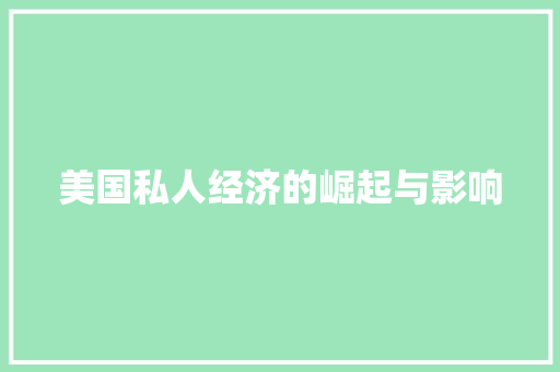美国私人经济的崛起与影响 美国私人经济的崛起与影响