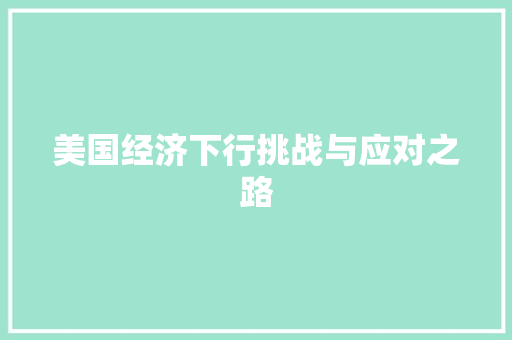 美国经济下行挑战与应对之路