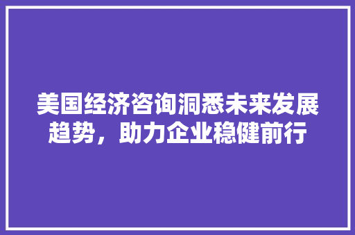 美国经济咨询洞悉未来发展趋势,助力企业稳健前行 美国经济咨询洞悉未来发展趋势,助力企业稳健前行