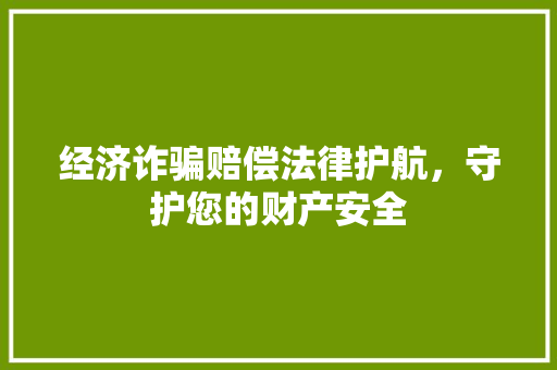 经济诈骗赔偿法律护航,守护您的财产安全 经济诈骗赔偿法律护航,守护您的财产安全