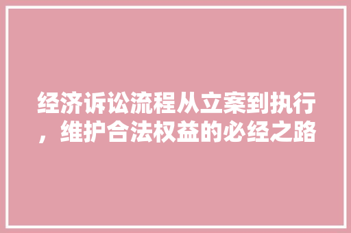 经济诉讼流程从立案到执行,维护合法权益的必经之路 经济诉讼流程从立案到执行,维护合法权益的必经之路