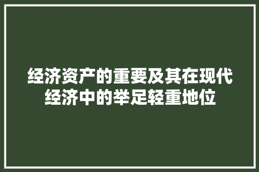 经济资产的重要及其在现代经济中的举足轻重地位 经济资产的重要及其在现代经济中的举足轻重地位