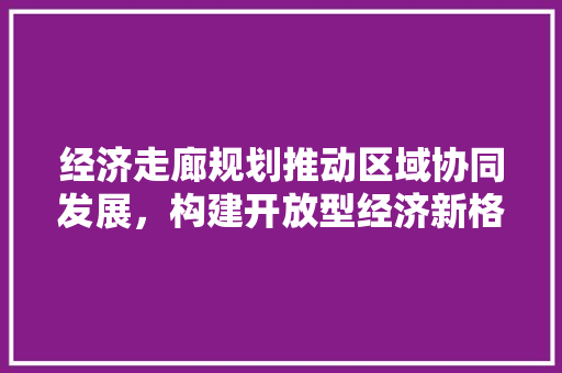 经济走廊规划推动区域协同发展,构建开放型经济新格局 经济走廊规划推动区域协同发展,构建开放型经济新格局