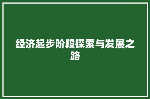 经济起步阶段探索与发展之路 经济起步阶段探索与发展之路