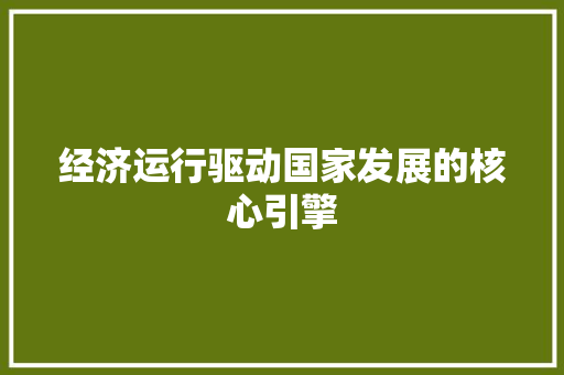 经济运行驱动国家发展的核心引擎 经济运行驱动国家发展的核心引擎