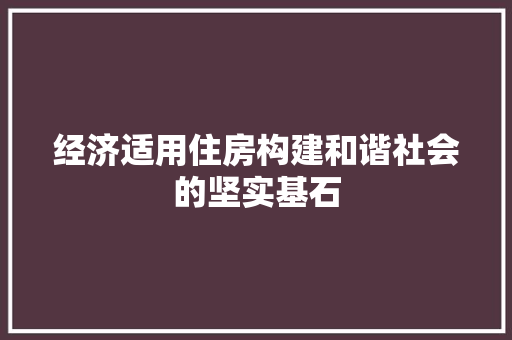 经济适用住房构建和谐社会的坚实基石 经济适用住房构建和谐社会的坚实基石