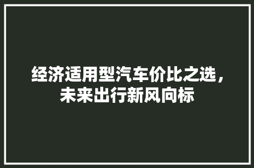 经济适用型汽车价比之选,未来出行新风向标 经济适用型汽车价比之选,未来出行新风向标