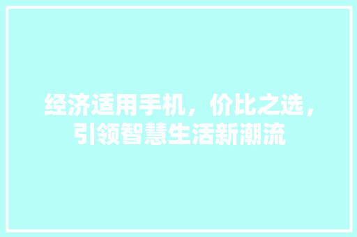 经济适用手机,价比之选,引领智慧生活新潮流 经济适用手机,价比之选,引领智慧生活新潮流