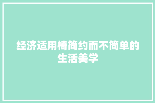 经济适用椅简约而不简单的生活美学 经济适用椅简约而不简单的生活美学