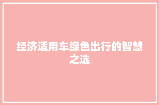 经济适用车绿色出行的智慧之选 经济适用车绿色出行的智慧之选