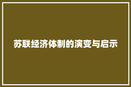 苏联经济体制的演变与启示 苏联经济体制的演变与启示