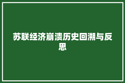 苏联经济崩溃历史回溯与反思 苏联经济崩溃历史回溯与反思
