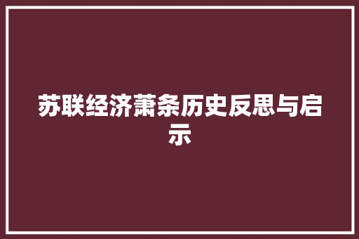 苏联经济萧条历史反思与启示 苏联经济萧条历史反思与启示
