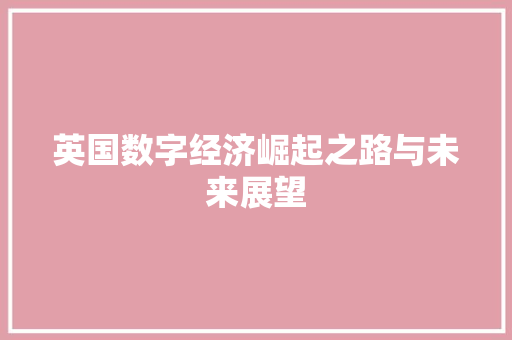 英国数字经济崛起之路与未来展望 英国数字经济崛起之路与未来展望