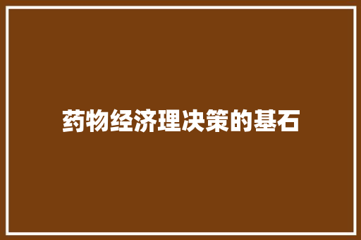 药物经济理决策的基石 药物经济理决策的基石