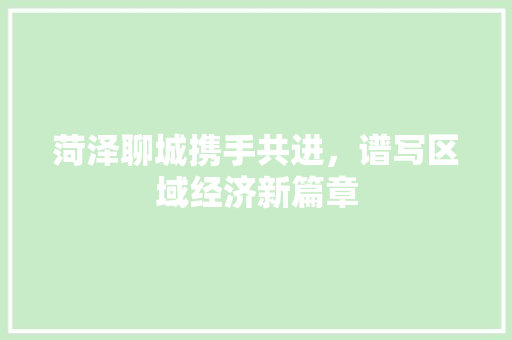 菏泽聊城携手共进,谱写区域经济新篇章 菏泽聊城携手共进,谱写区域经济新篇章