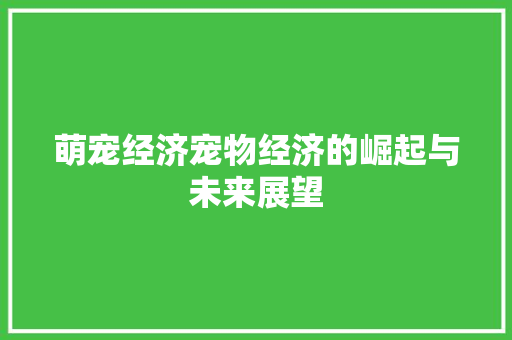 萌宠经济宠物经济的崛起与未来展望 萌宠经济宠物经济的崛起与未来展望