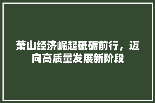萧山经济崛起砥砺前行,迈向高质量发展新阶段 萧山经济崛起砥砺前行,迈向高质量发展新阶段
