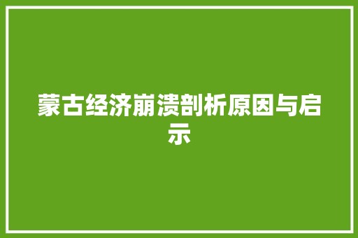 蒙古经济崩溃剖析原因与启示