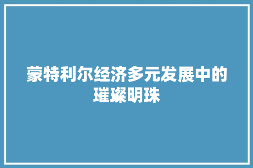 蒙特利尔经济多元发展中的璀璨明珠 蒙特利尔经济多元发展中的璀璨明珠