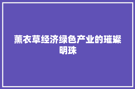 薰衣草经济绿色产业的璀璨明珠 薰衣草经济绿色产业的璀璨明珠
