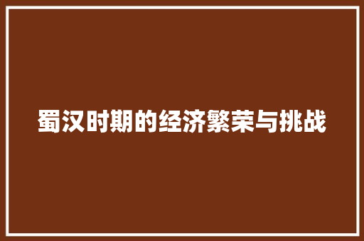 蜀汉时期的经济繁荣与挑战 蜀汉时期的经济繁荣与挑战