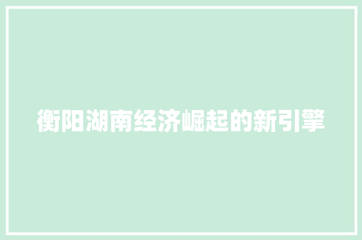 衡阳湖南经济崛起的新引擎 衡阳湖南经济崛起的新引擎