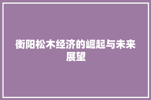 衡阳松木经济的崛起与未来展望 衡阳松木经济的崛起与未来展望
