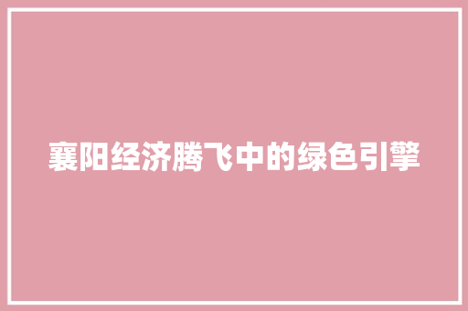 襄阳经济腾飞中的绿色引擎 襄阳经济腾飞中的绿色引擎