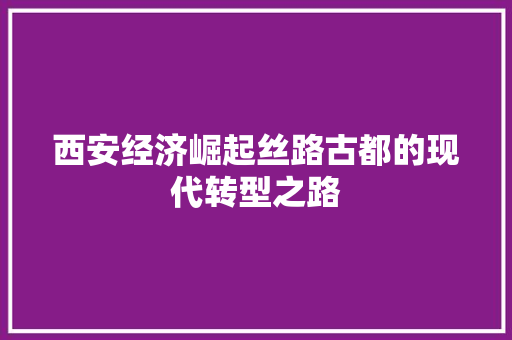 西安经济崛起丝路古都的现代转型之路