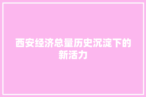 西安经济总量历史沉淀下的新活力 西安经济总量历史沉淀下的新活力