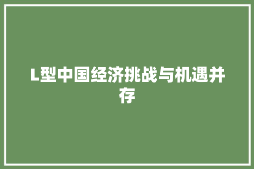 L型中国经济挑战与机遇并存 L型中国经济挑战与机遇并存