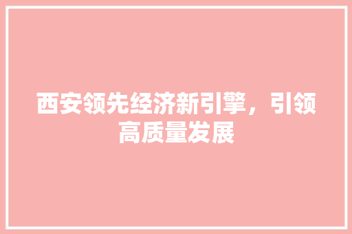 西安领先经济新引擎,引领高质量发展 西安领先经济新引擎,引领高质量发展