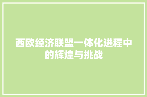 西欧经济联盟一体化进程中的辉煌与挑战 西欧经济联盟一体化进程中的辉煌与挑战