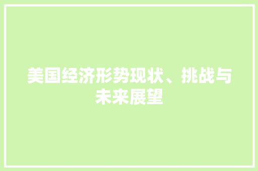 美国经济形势现状、挑战与未来展望
