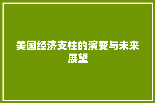 美国经济支柱的演变与未来展望 美国经济支柱的演变与未来展望