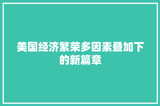 美国经济繁荣多因素叠加下的新篇章 美国经济繁荣多因素叠加下的新篇章